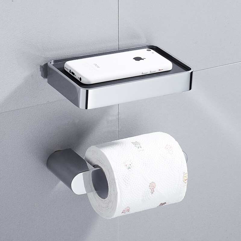 全铜马桶纸巾架卫生间手纸卷纸手机置物架双层厕所浴室厕纸盒架子