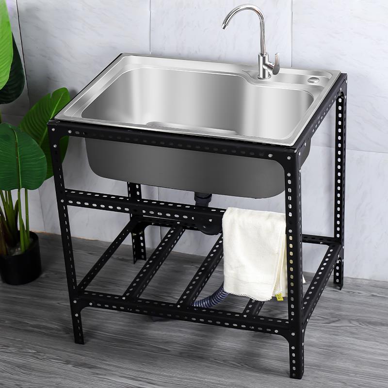 厨房加厚304不锈钢水槽洗菜盆带支架子单槽水池水盆洗碗池洗手盆