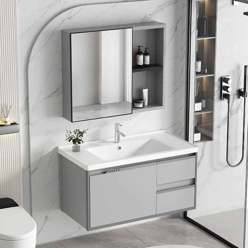 岩板台面蜂窝铝浴室柜组合厕所陶瓷一体洗手盆柜卫浴柜洗漱盆吊柜