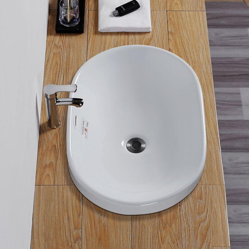 台中盆半嵌入式长方形卫生间 家用圆形简约面盆台上盆洗手盆