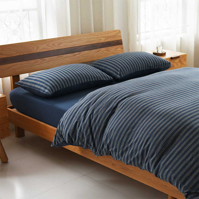 日式良品无印简约全棉四件套天竺棉针织棉裸睡床上用品床笠1.8m床