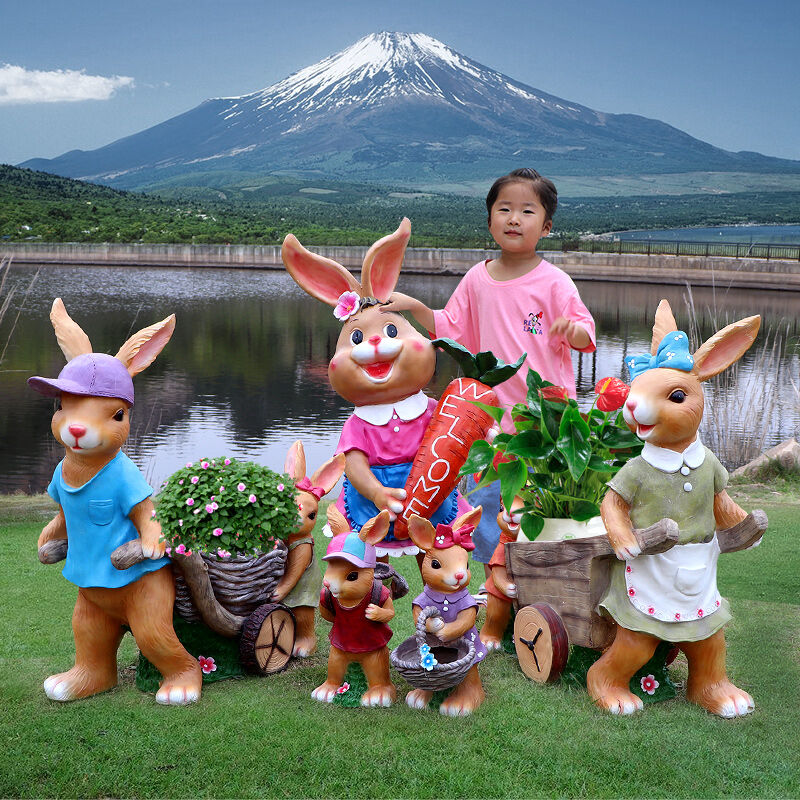 户外园林景观雕塑小品卡通动物兔子摆件花园阳台庭院大号花盆装饰