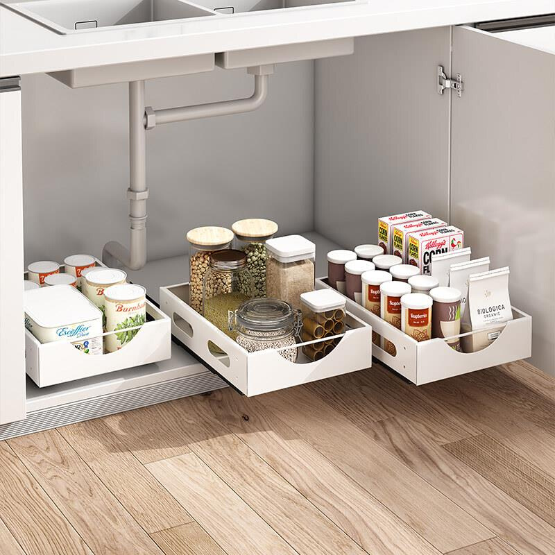 厨房置物架多功能橱柜内可抽拉碗碟盘沥水架下水槽调料瓶储物架子