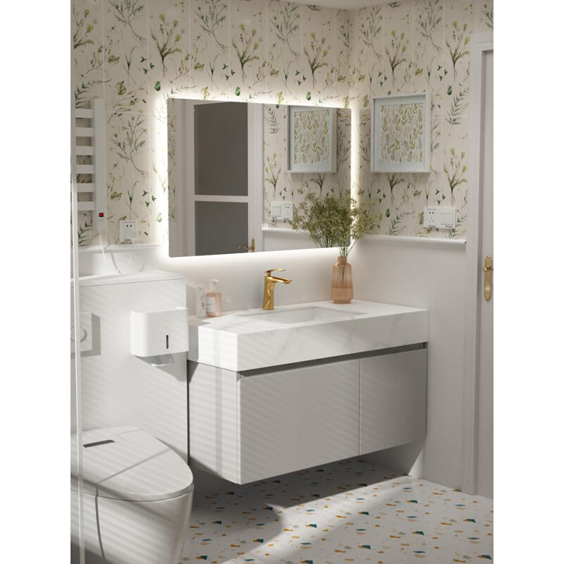 不锈钢烤漆卫浴室柜组合洗手台卫生间洗脸盆洗漱池岩板一体盆洁具