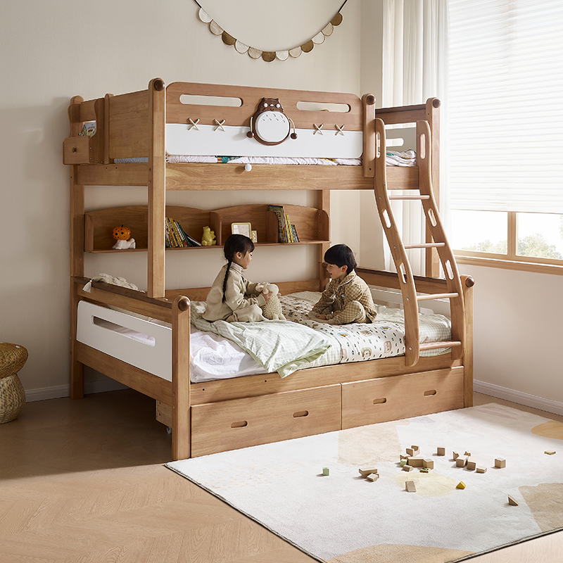 全友家居上下铺双层床纯实木儿童床小户型姐弟1米5上下床DW7028