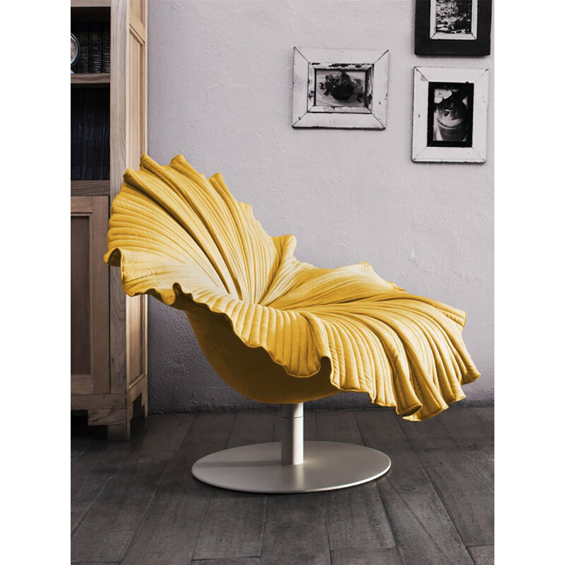 新品设计师花瓣椅子创意花朵布艺休闲样板房客厅别墅单人玻璃钢旋