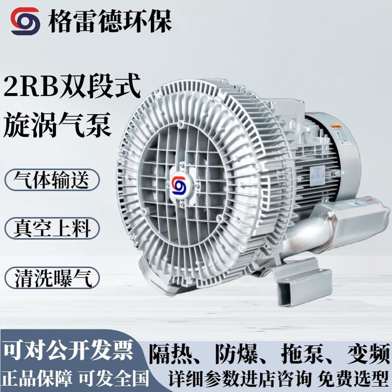 GRB840-H075纸箱吸附变频漩涡风机7.5KW双段式高压鼓风机