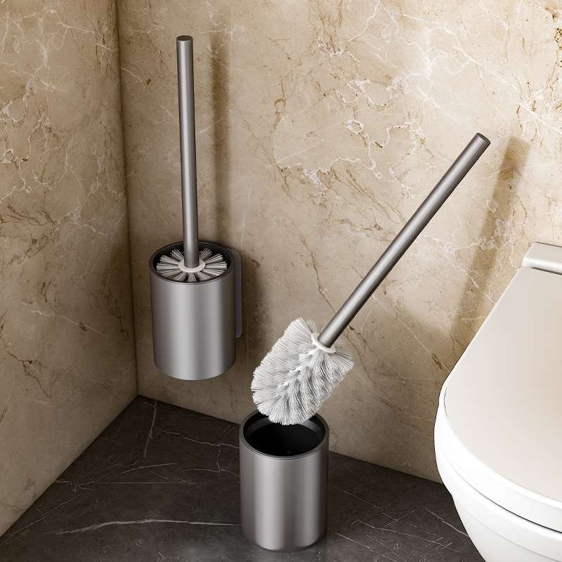 太空铝免打孔壁挂式无死角浴室厕所清洁刷子家用无痕贴长柄马桶刷