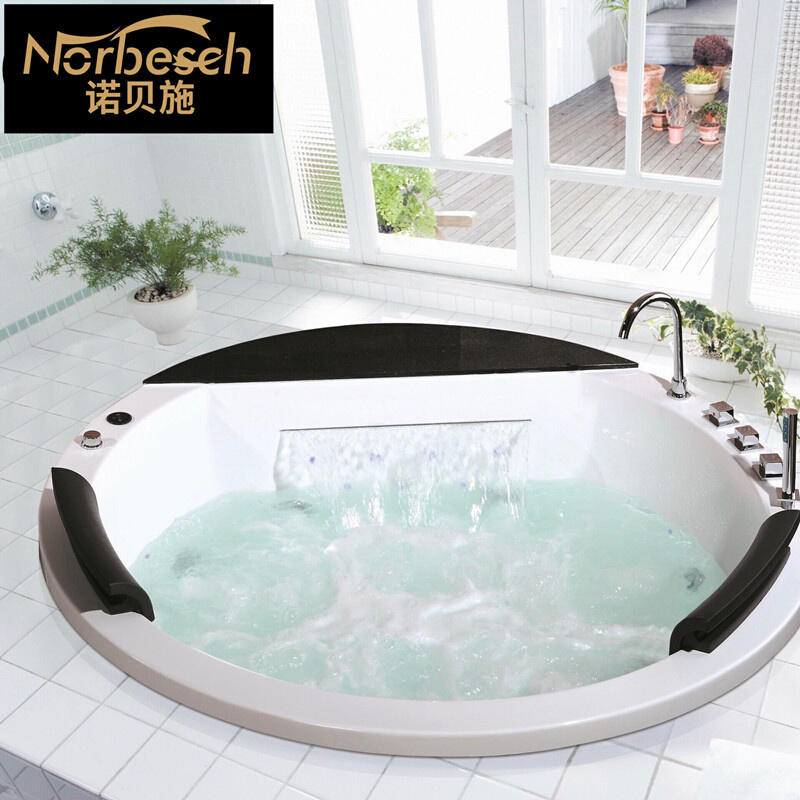 厂家直供浴缸亚克力酒店家用按摩冲浪浴缸圆形独立式浴池1.2-2米