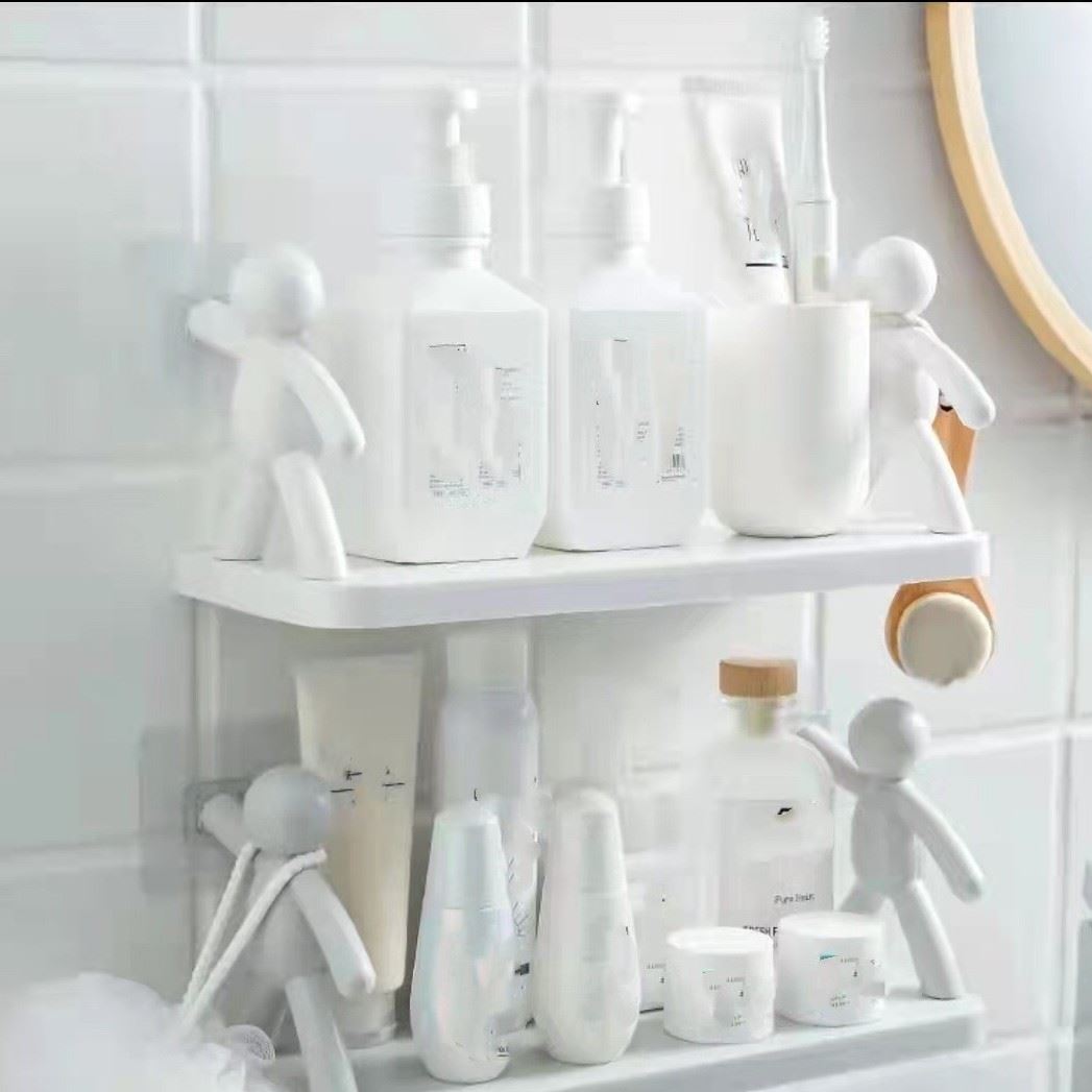 新款小人家用壁挂免打孔置物架浴室化妆台厨房收纳整理卫浴置物架