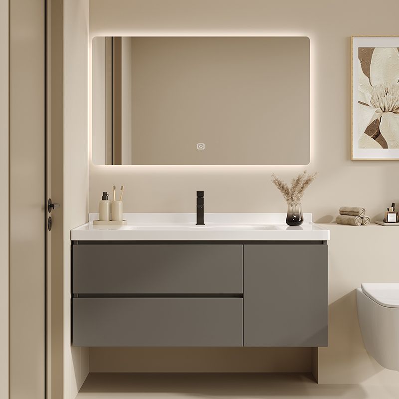 陶瓷一体盆浴室柜组合新款卫生间简约智能吸收洗脸盆柜挂墙浴室柜