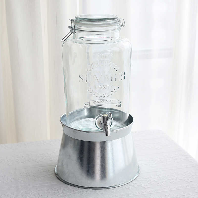 复古玻璃壶开关瓶果汁罐冷饮冷水壶大容量不耐热水龙头饮料桶