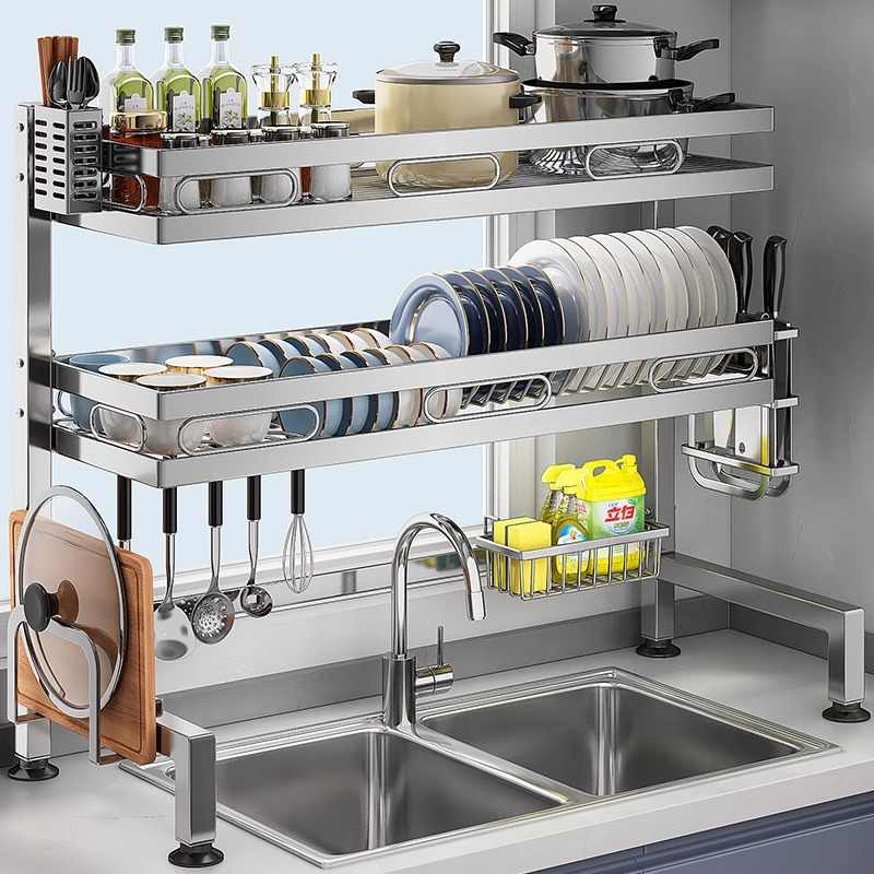 厨房水槽置物架不锈钢收纳架子家用多功能水池上方洗碗碟盘沥水架