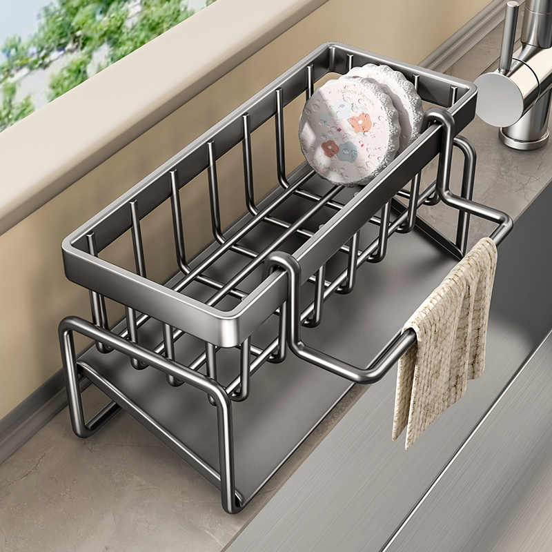 沥水架厨房置物架水池水槽抹布篮台面水龙头海绵洗洁精洗碗收纳架