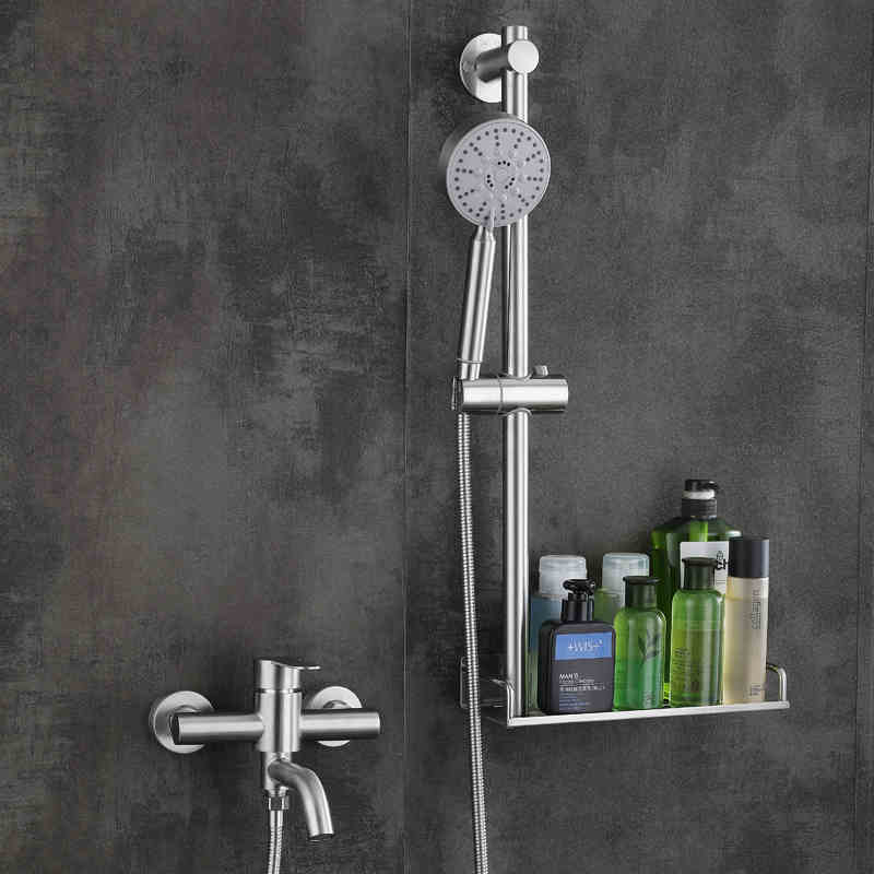 304不锈钢洗澡淋雨喷头浴室明装支架升降杆淋浴花洒套装简易家用