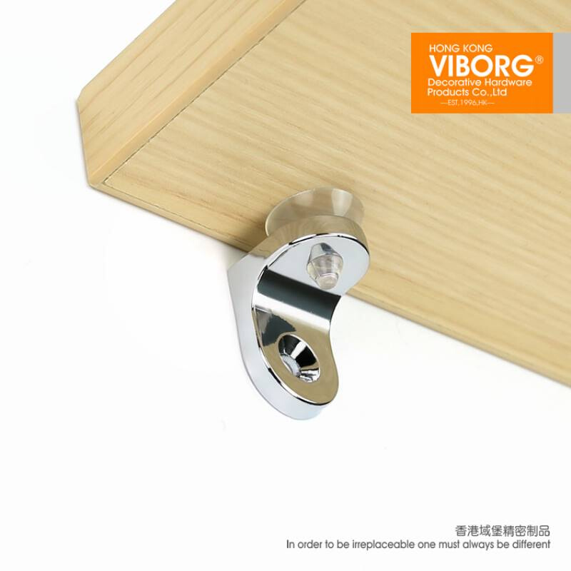 VIBORG衣柜橱柜七字层板托带吸盘防滑锌合金隔板拖玻璃托架层板粒