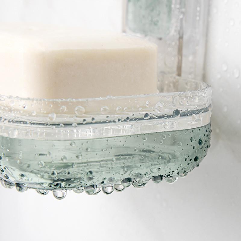 透明免打孔肥皂盒卫生间沥水壁挂式香皂架双层抽屉肥皂架子香皂盒