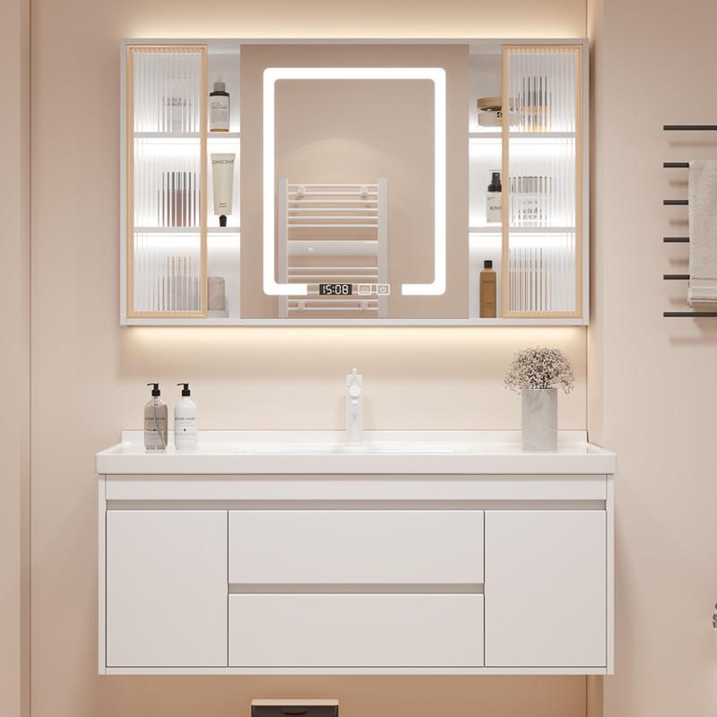 轻奢实木陶瓷一体盆浴室柜卫生间洗漱台现代简约洗手洗脸盆柜组合