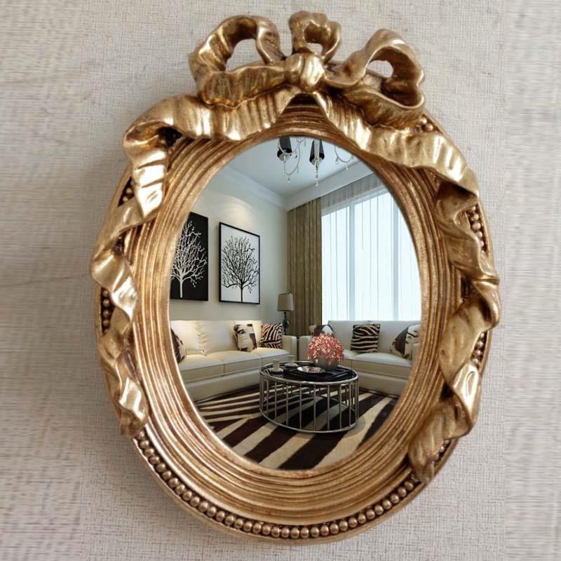 欧式卫浴镜墙壁玄关镜复古金色装饰镜化妆镜美容镜梳妆镜浴室镜子