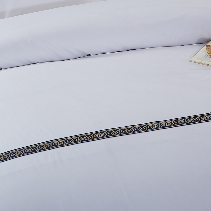 酒店被套单件全棉宾馆床上用品60支白色贡缎单双人大被罩简约家纺