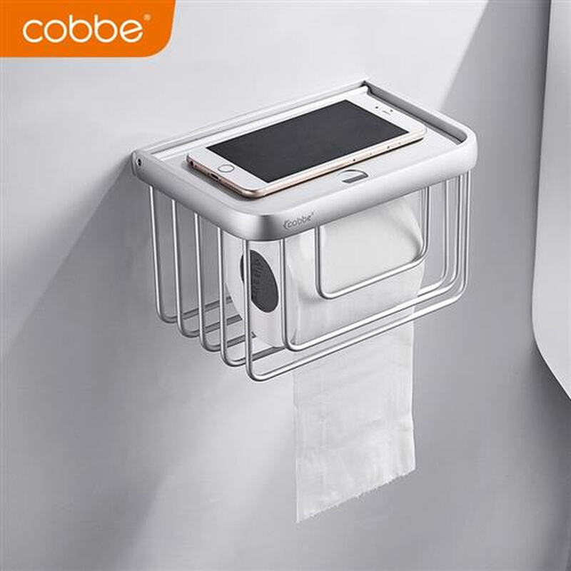 卡贝c(obbe)太空铝厕纸盒纸巾置物架卫生间免打孔简易卫生纸盒浴