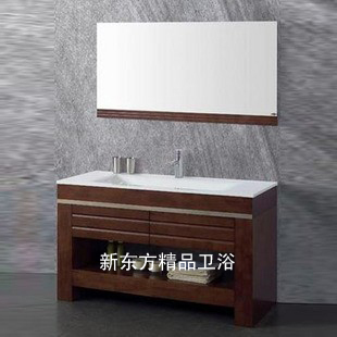 推荐美式橡木浴室柜组合实木浴柜洗脸盆柜组合洗手盆柜组合DF871
