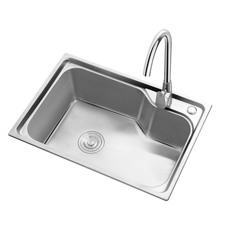 推荐厨房水槽单槽304不锈钢加厚一体洗菜盆家用洗碗池洗碗槽菜盆