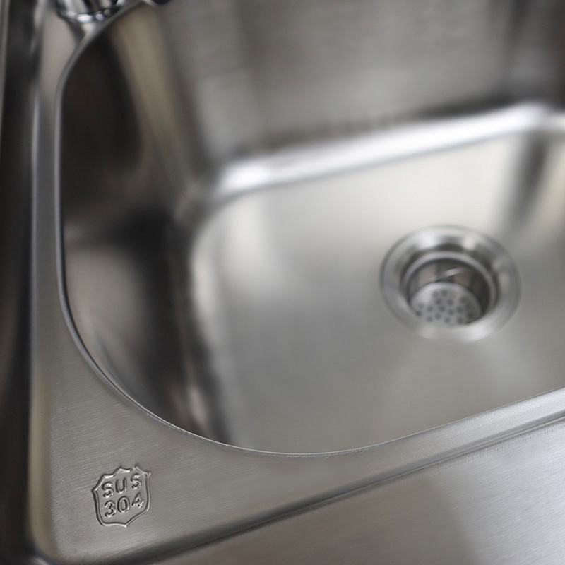 推荐SUS304不锈钢水槽商用食堂厨房单槽水池洗碗洗菜洗手盆带平台