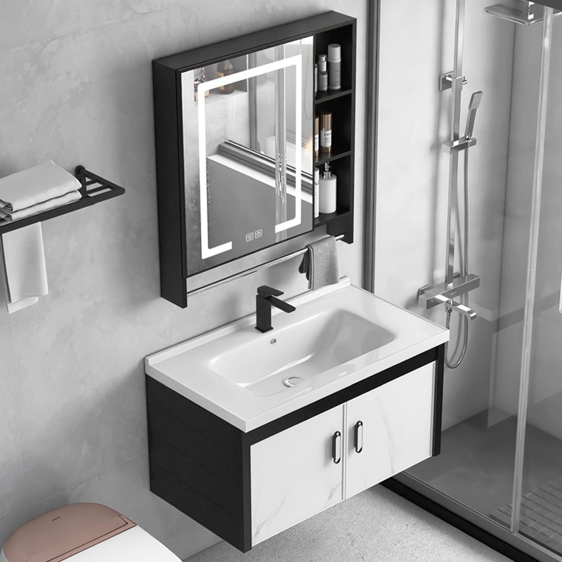 新品太空铝浴室柜卫生间洗脸盆柜组合小户型阳台陶瓷洗手盆面盆洗