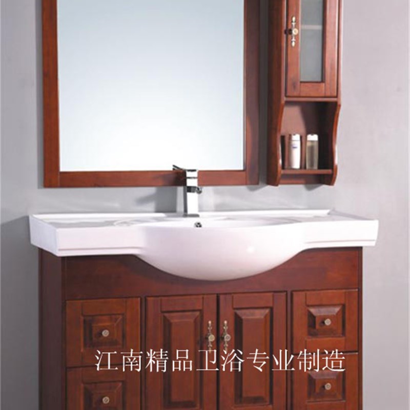 推荐欧式美式橡木浴室柜组合实木浴柜洗脸盆柜组合洗手盆组合XM96