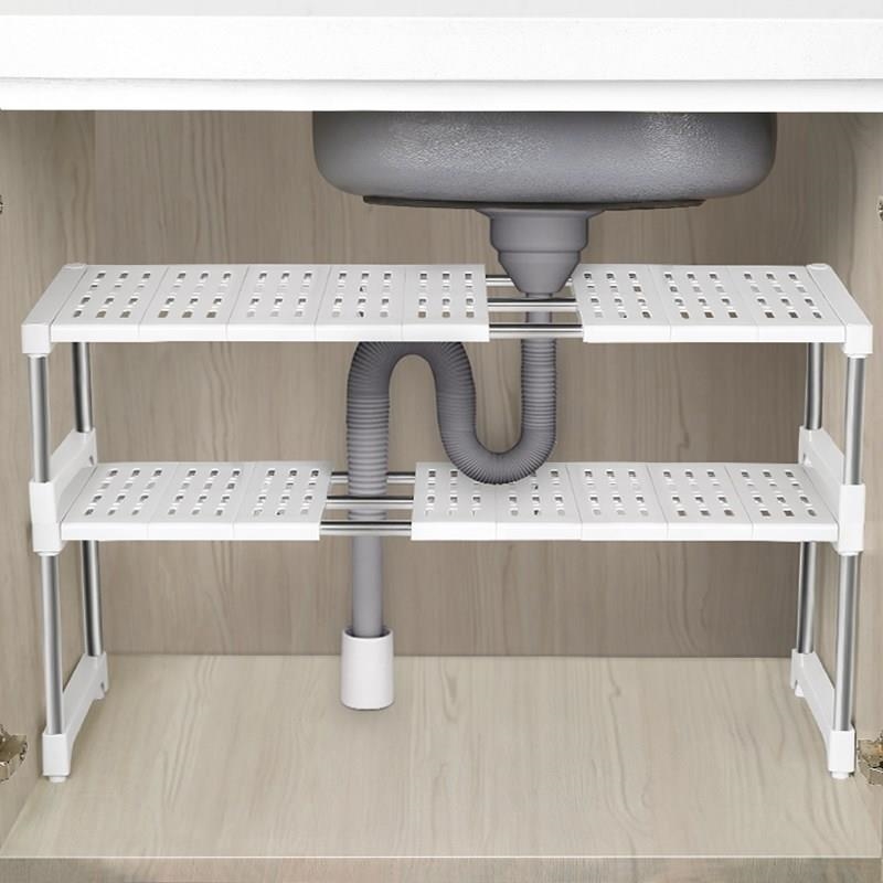 下水槽置物架可伸缩厨房柜子储物柜多功能收纳架子橱柜内分层锅架
