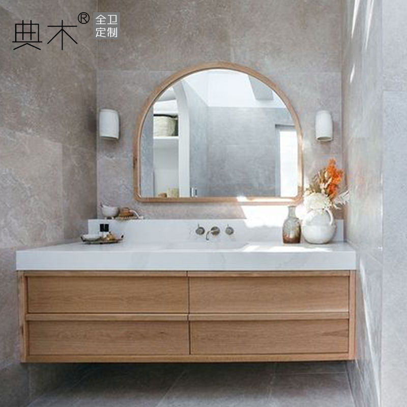 现货速发定制岩浴卫板柜简北挂墙新中式美欧风格实木洗脸盆柜卫生