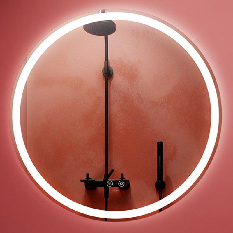 浪鲸卫浴卫生间浴室镜挂墙式带灯高清防雾智能镜化妆镜圆镜发光
