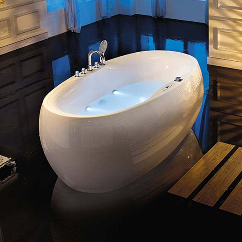 小户型按摩浴缸家用单人恒温加热冲浪独立式椭圆形亚克力浴盆.1
