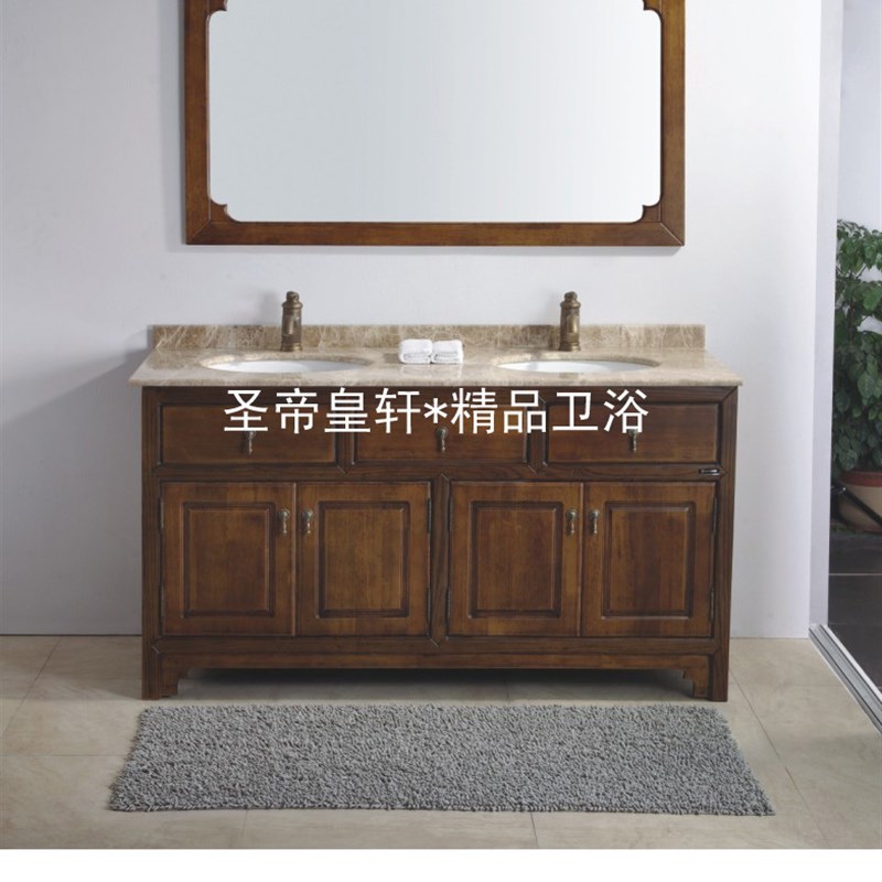 速发美式欧式橡木浴室柜组合实木浴柜洗脸盆柜组合洗手盆柜 BH520