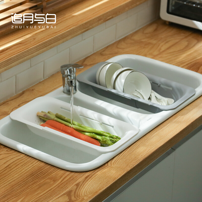 水槽置物架厨房沥水篮碗架多功能可伸缩水池洗碗放洗碗池洗菜盆