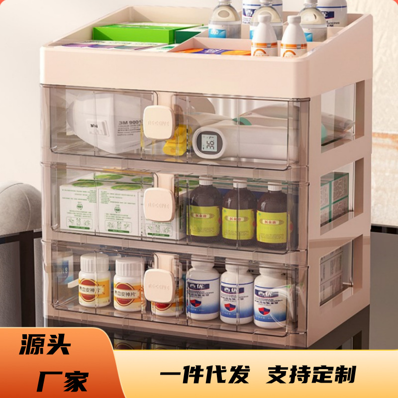 药箱家庭装家用大容量收纳柜药物分类整理小抽屉式置物架储药品盒