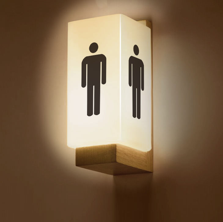 侧装卫生间发光门牌洗手间标识牌带灯男女厕所灯箱WC指示夜牌定制