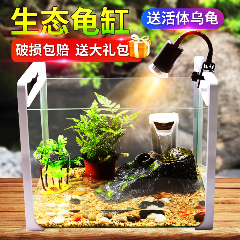 生态乌龟缸玻璃带晒台造景大型小型创意别墅乌龟箱饲养箱造景龟盆