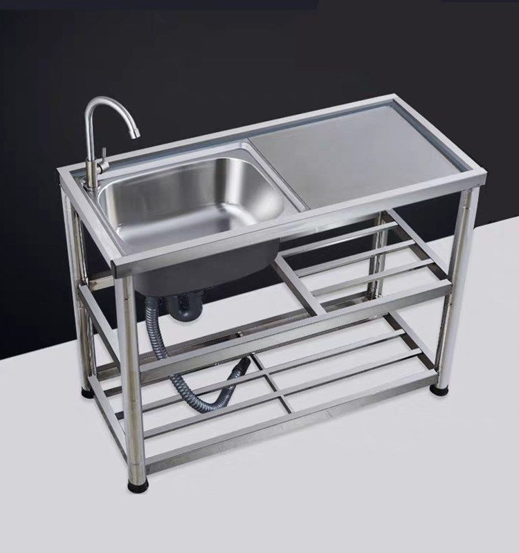 洗碗池不锈钢洗手盆平台加固单盆板家用支架厨房水池落地水槽按带