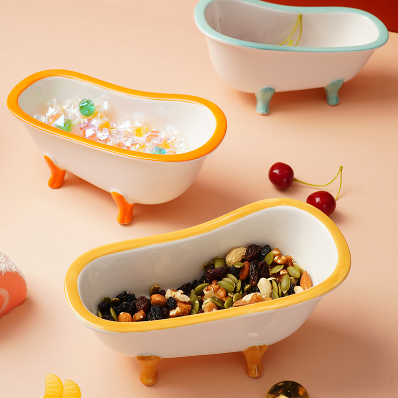 陶瓷碗家用创意个性可爱少女浴缸小吃碗甜品麦片水果早餐网红饭碗