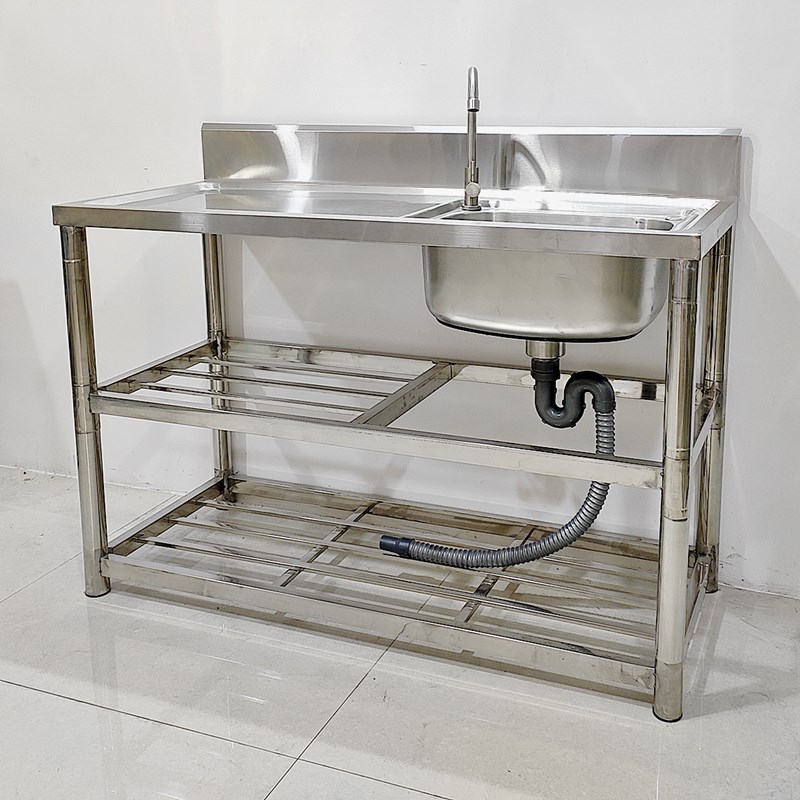 304不锈钢水槽单槽双槽  加厚一体台面洗菜盆洗碗盘加粗支架