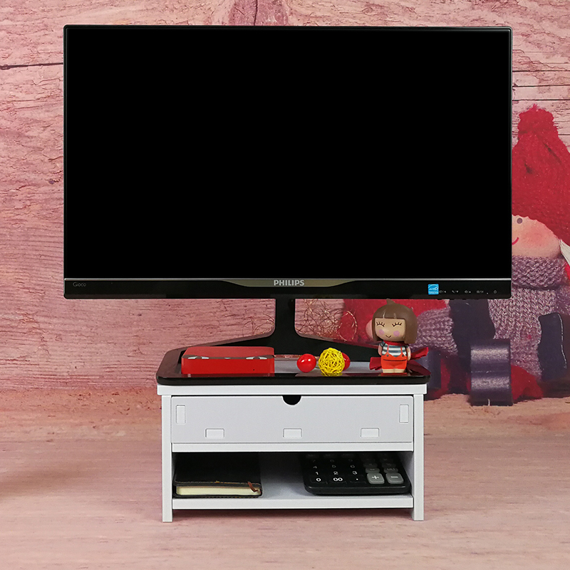 简易台式电脑显示器屏幕增高架办公桌面收纳盒抽屉式置物架垫高
