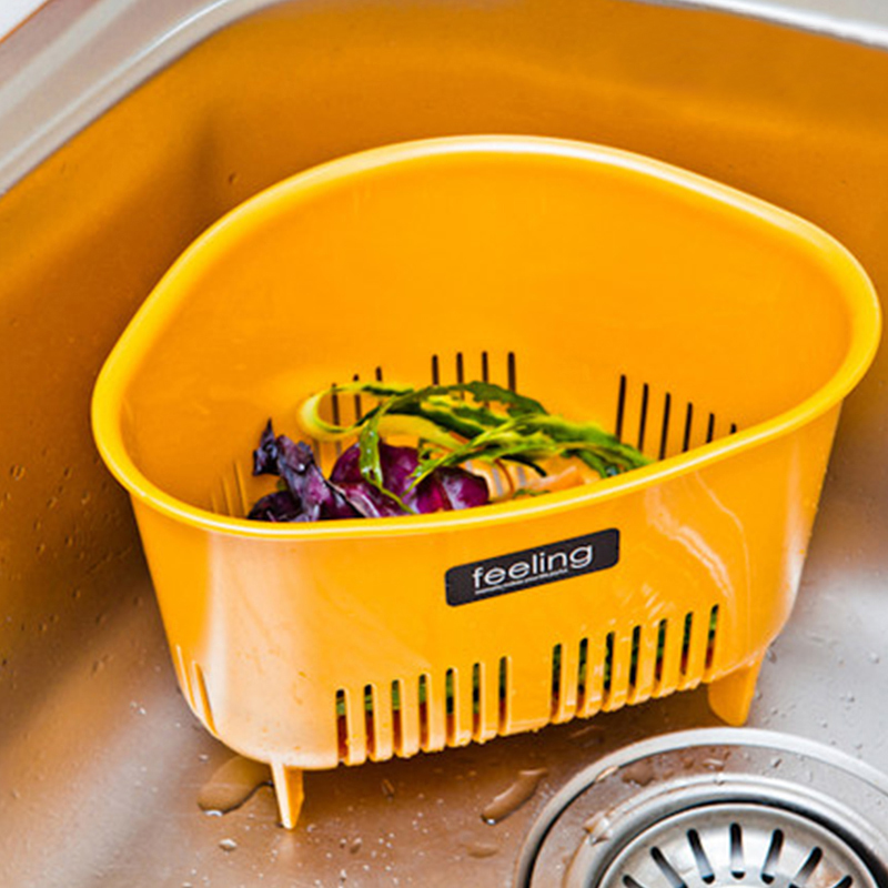 日本进口厨房水槽三角沥水篮洗菜盆过滤置物架洗碗池抹布收纳挂篮