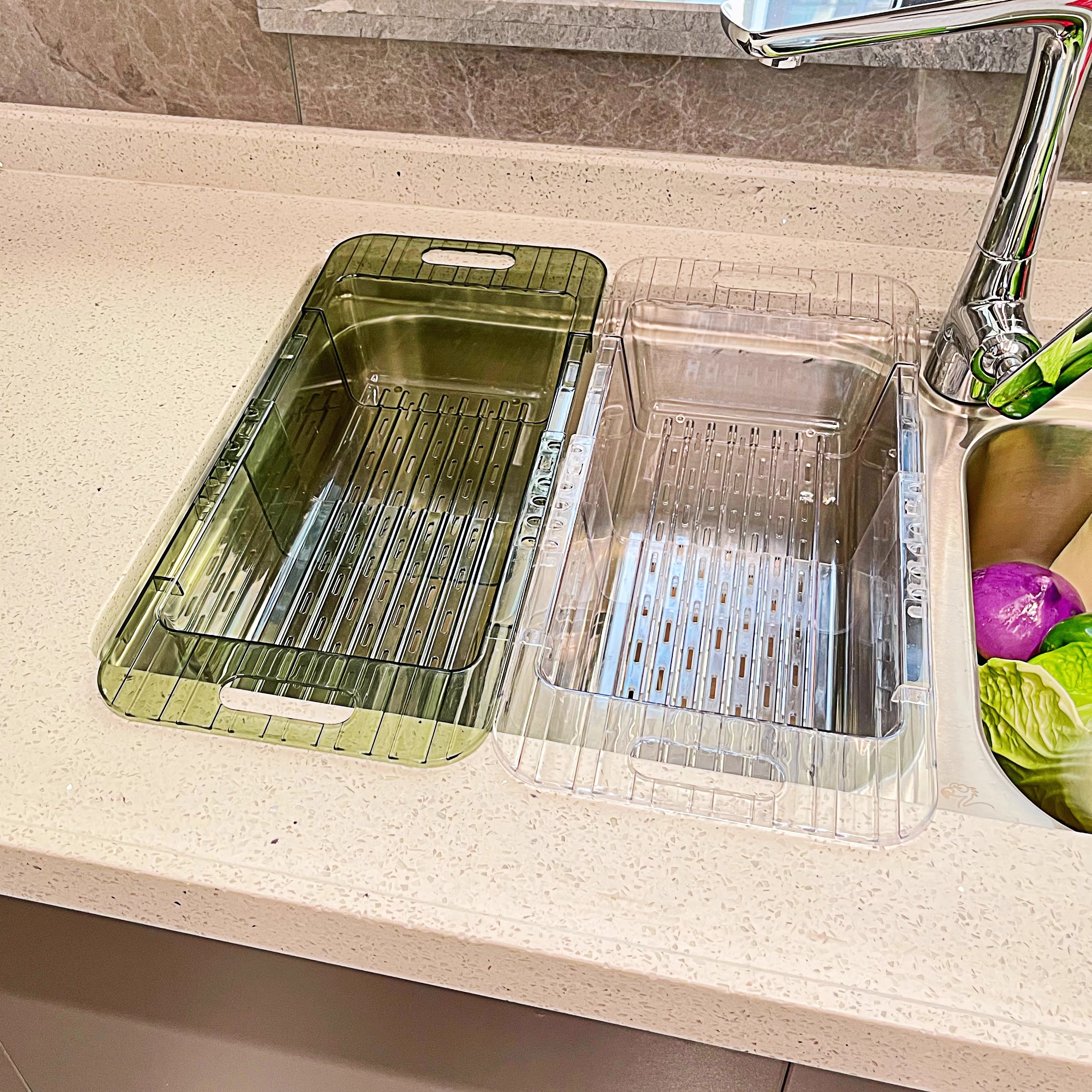 厨房伸缩沥水架洗菜盆沥水篮家用塑料洗菜篮水槽滤水篮水池菜篮子