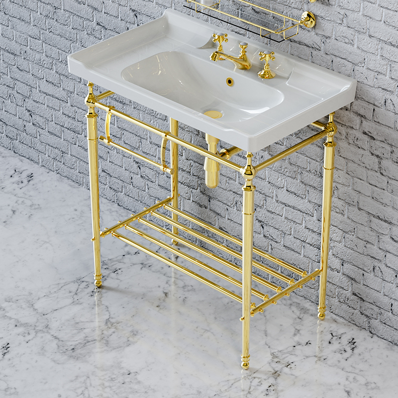 美景momiloa出口四腿黄铜锆金色洗脸盆支架可定制尺寸浴室柜组合