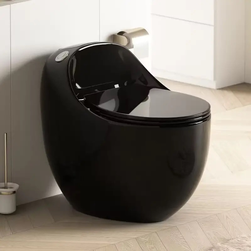 家用鸡蛋型马桶黑色坐便器小户型虹吸式陶瓷防臭个性创意灰色坐厕
