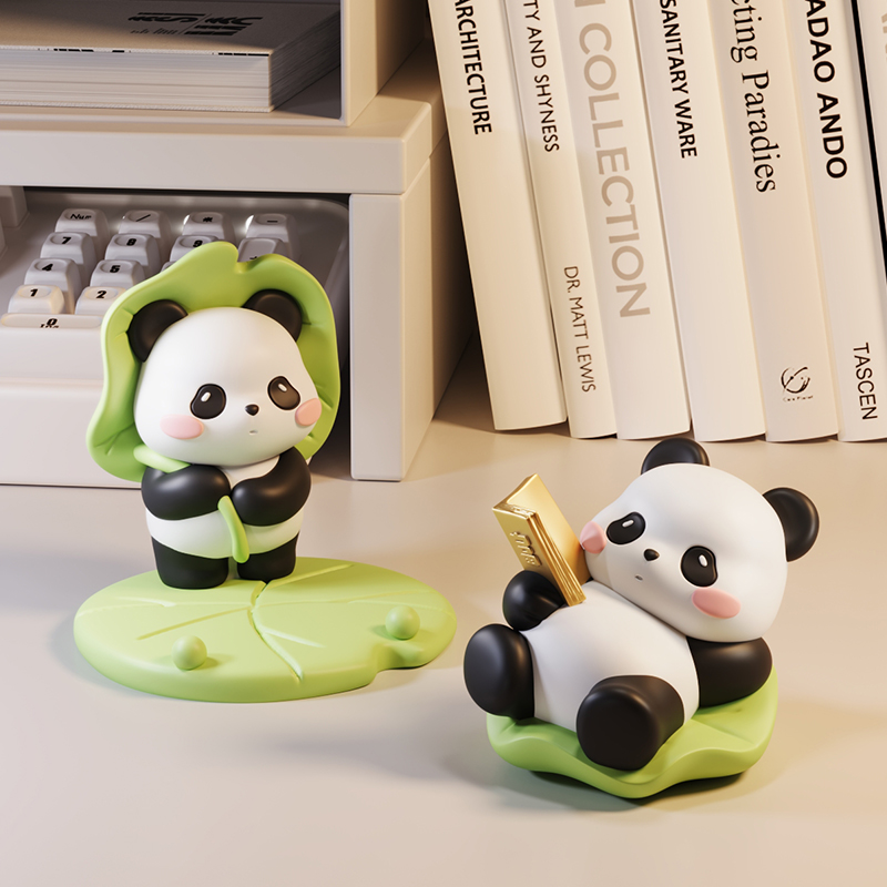 熊猫周边礼物手机支架可爱情绪稳定小摆件工位女打工人桌面装饰品