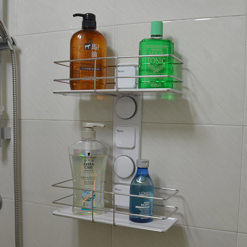 嘉宝吸盘 双层 淋浴用品置物架 浴室洗漱 壁挂层架 家居卫浴用具