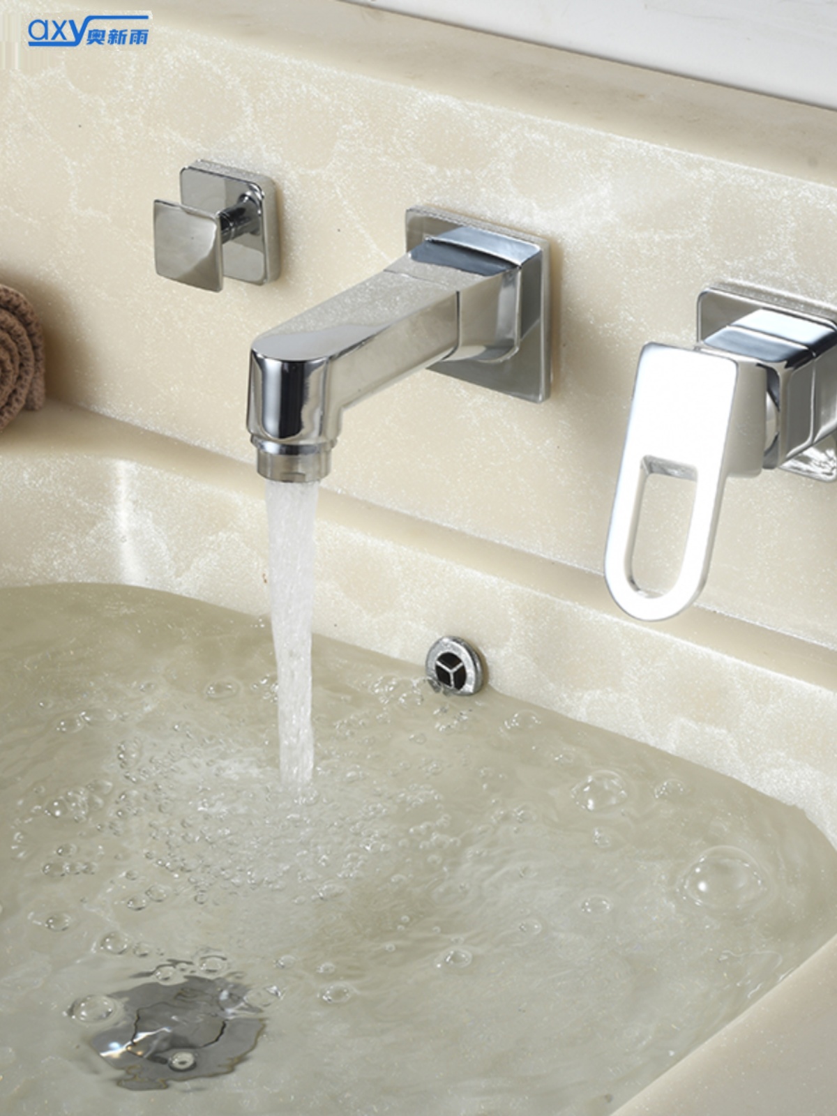 铜芯三孔冷热水龙头浴室柜洗脸盆洗头可伸缩龙头入抽拉两件套墙式